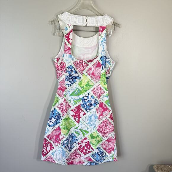 LILLY PULITZER JUBILEE CHARITY PATCH HOLLYWOOD SQUARES HARMON SHIFT DRESS Size 4 - Picture 9 of 9